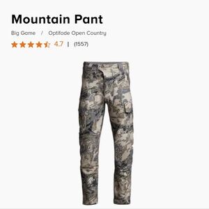 Sitka Mountain Pant Optifade camo size 38
